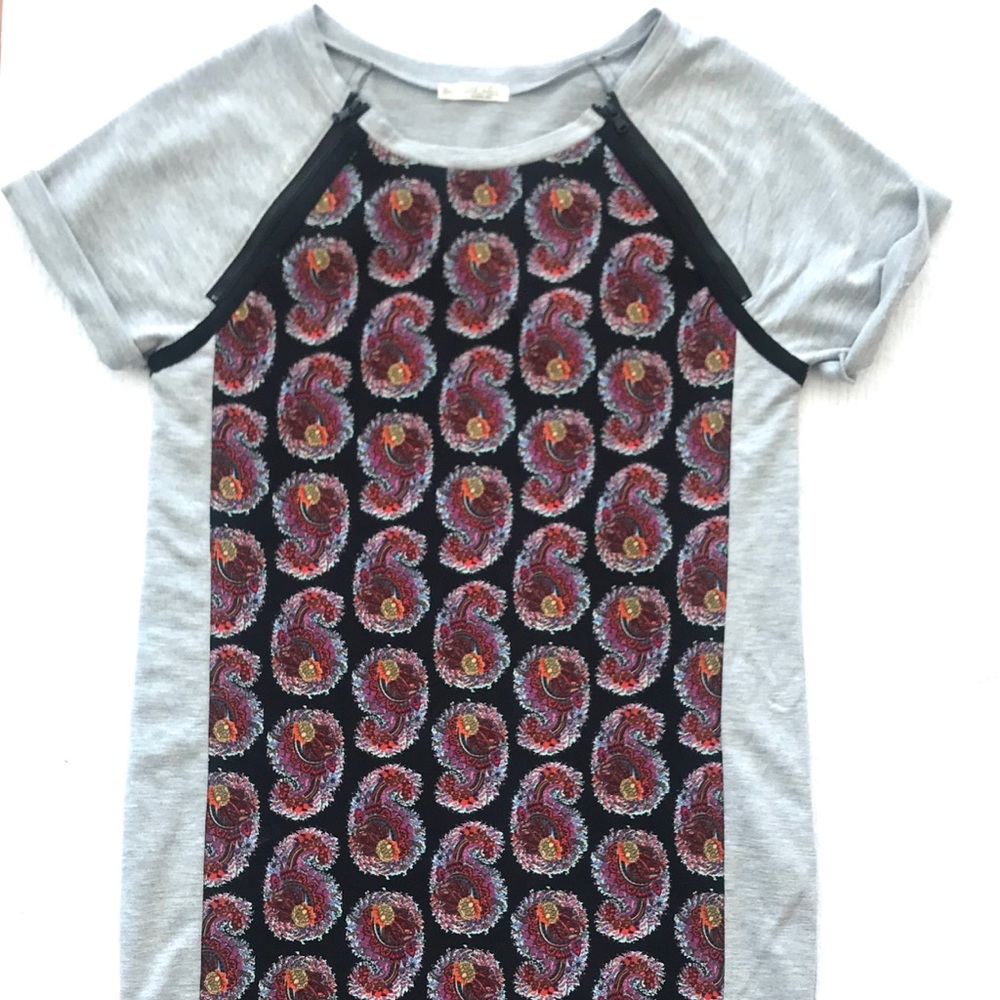 RACHEL ROY Shift Dress Rose Print Gray Size S